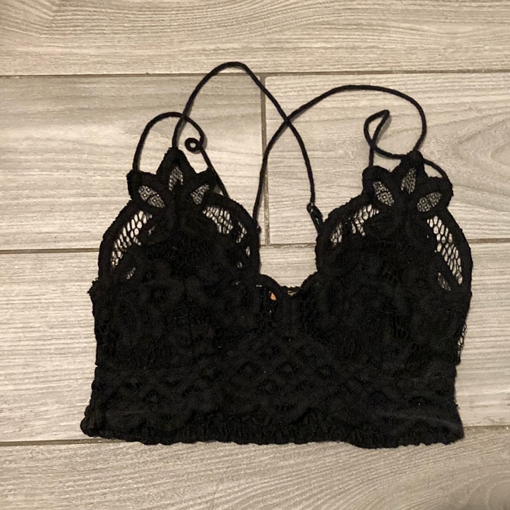 Free People Black Lace Crop Top